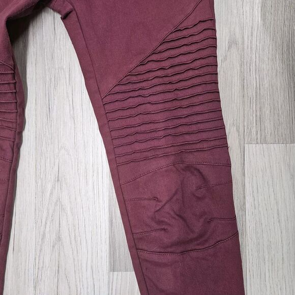 Umgee Womens Maroon Pull On Jeggings Textured Small Zip Ankle - Picture 6 of 9